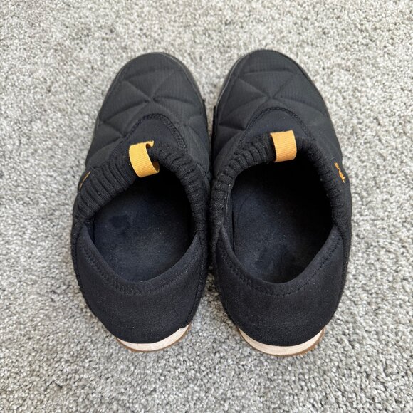 TEVA Shoes "ReEmber" Slip-on, Sz Women's 8, Black, Tan sole, White & Gold trim - Picture 2 of 5